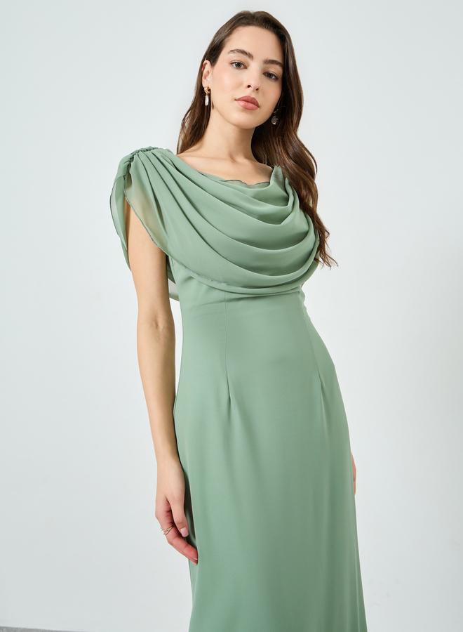 ستايلي فستان ميدي بياقة منسدلة - Image 2